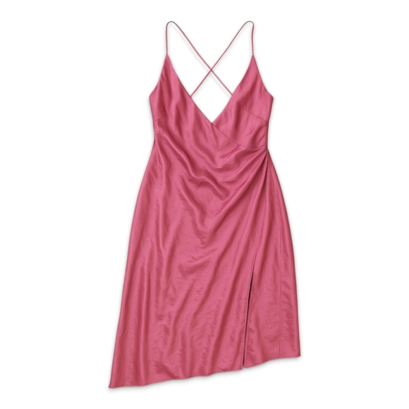 SER.O.YA Emma Silk Dress XL NWT Fuchsia Slit – Hyper Feminine Vintage Glam - Picture 3 of 12